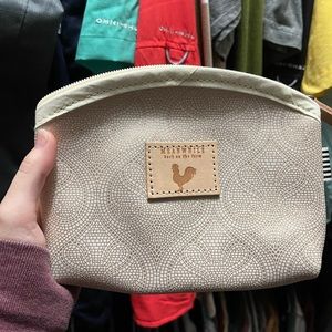 Meanwhile Back On The Farm limited edition white leather clutch makeup bag